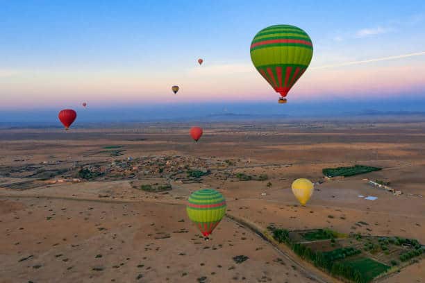 The hot air balloon rides in Marrakech